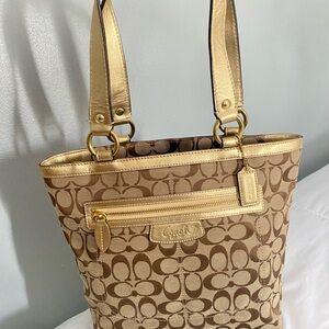 Coach Metallic Gold and Brown Tote Bag